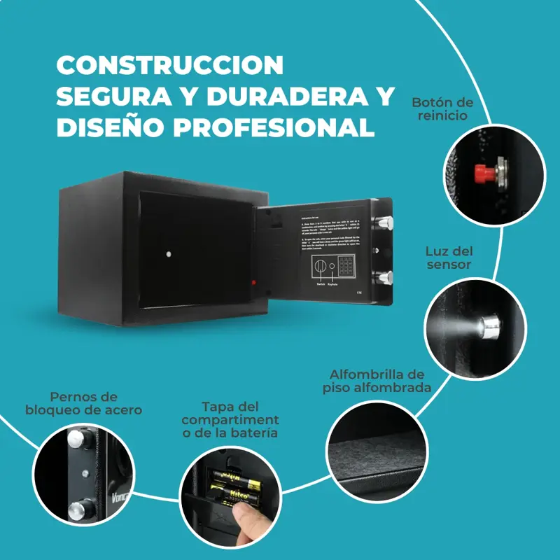 Caja Fuerte Digital Electrónica 23x17x17cm Teclado y 2 Llaves Compacta