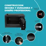 Caja Fuerte Digital Electrónica 31x20x20cm Teclado y 2 Llaves Negra 