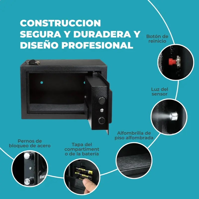 Caja Fuerte Digital Electrónica 31x20x20cm Teclado y 2 Llaves Negra