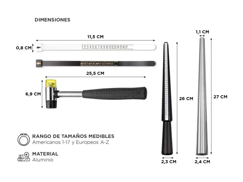Juego Medidor De Anillos Gadnic RE010 Anillero Plano