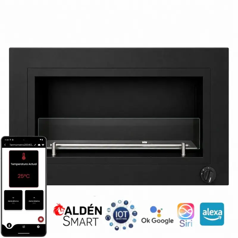 Chimenea moderna Calden Paris embutir 90 cm con Termostato Smart