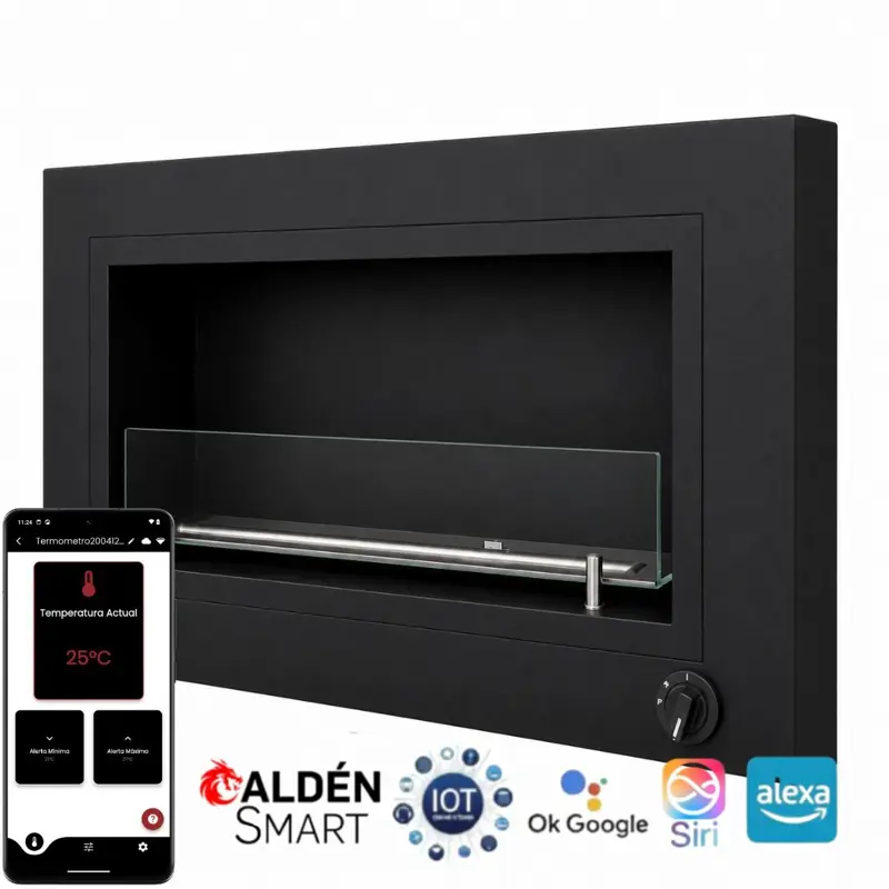 Chimenea moderna Calden Paris embutir 90 cm con Termostato Smart
