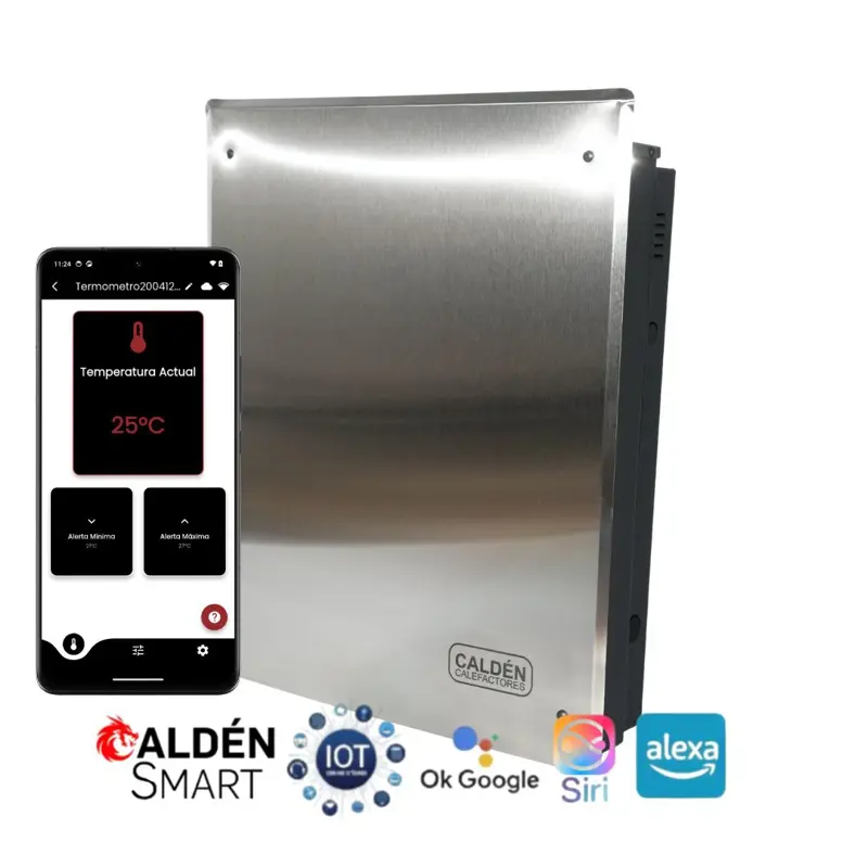 Vitro convector Calden 3000 Kcal Acero Inoxidable con Termostato Smart
