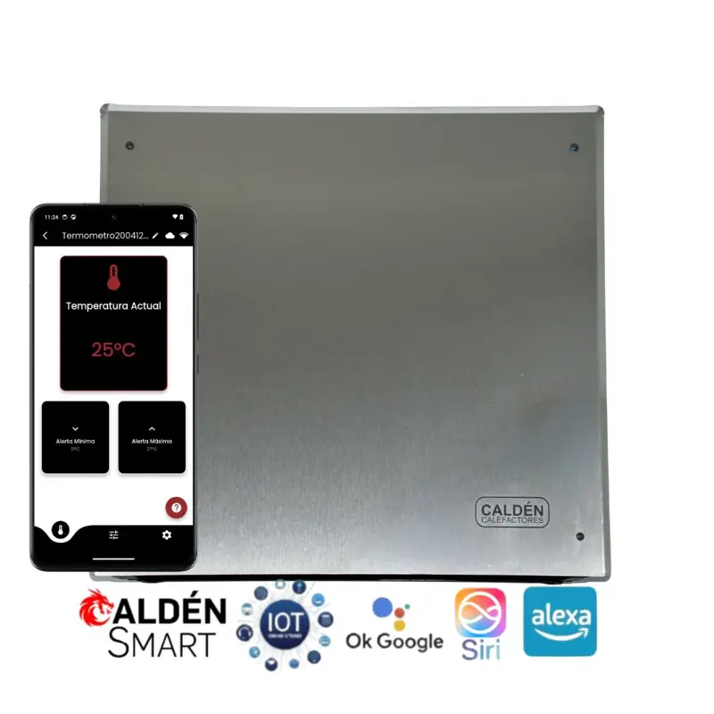 Vitro convector Calden 3000 Kcal Acero Inoxidable con Termostato Smart