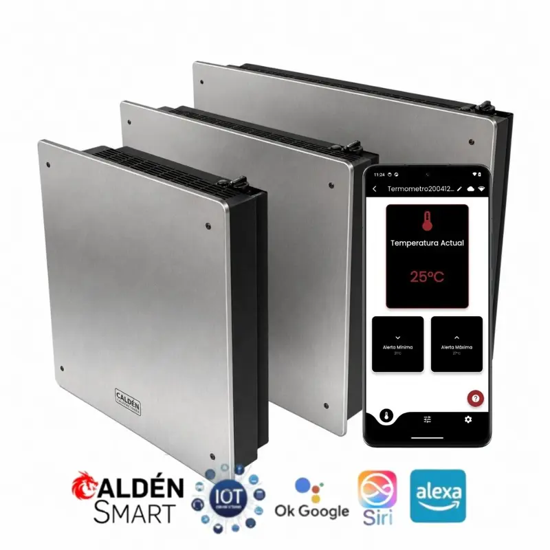 Vitro convector Calden 7000 Kcal Acero Inoxidable con Termostato Smart