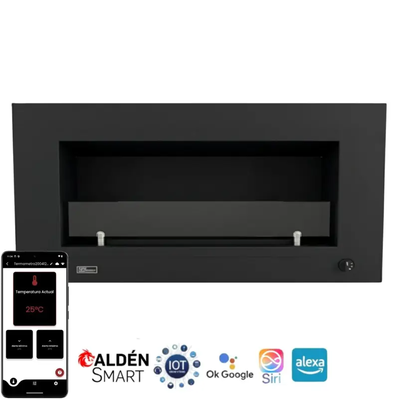 Chimenea moderna Calden Paris colgar 90 cm con Termostato Smart