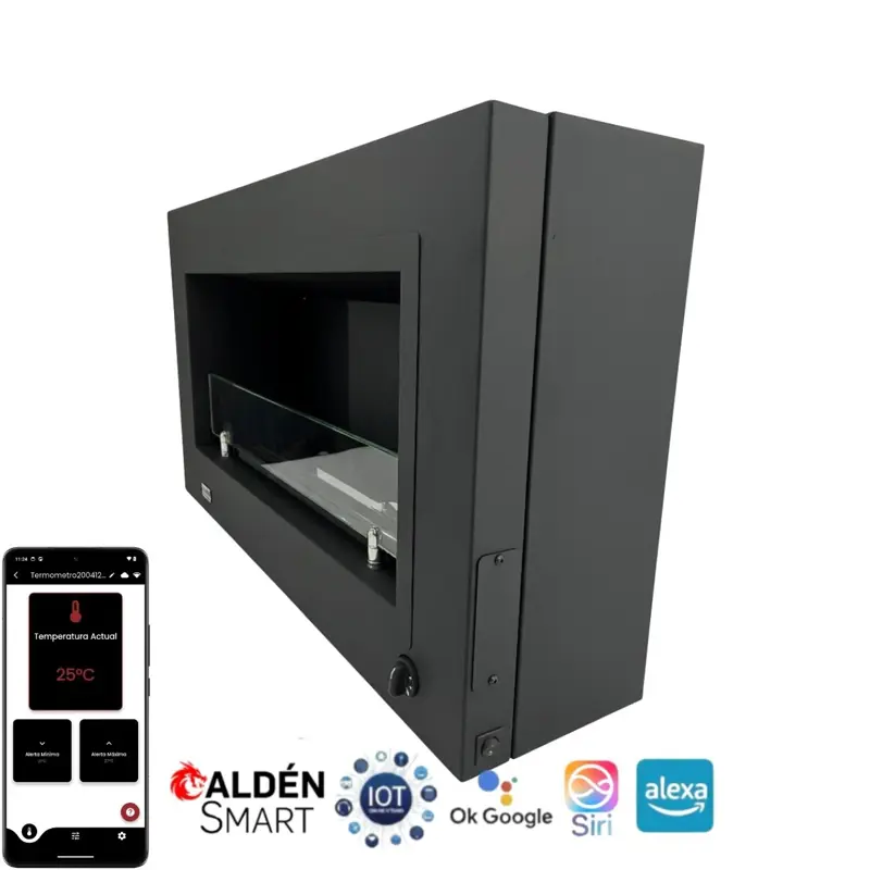 Chimenea moderna Calden Paris colgar 90 cm con Termostato Smart