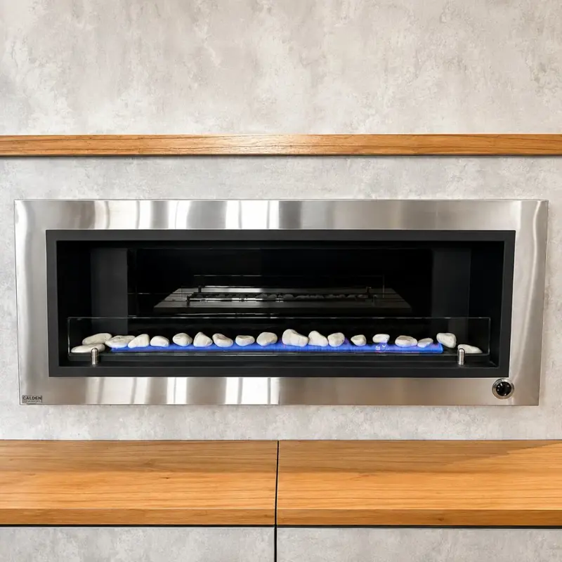 Chimenea moderna Calden Paris embutir 140 cm Acero Inoxidable