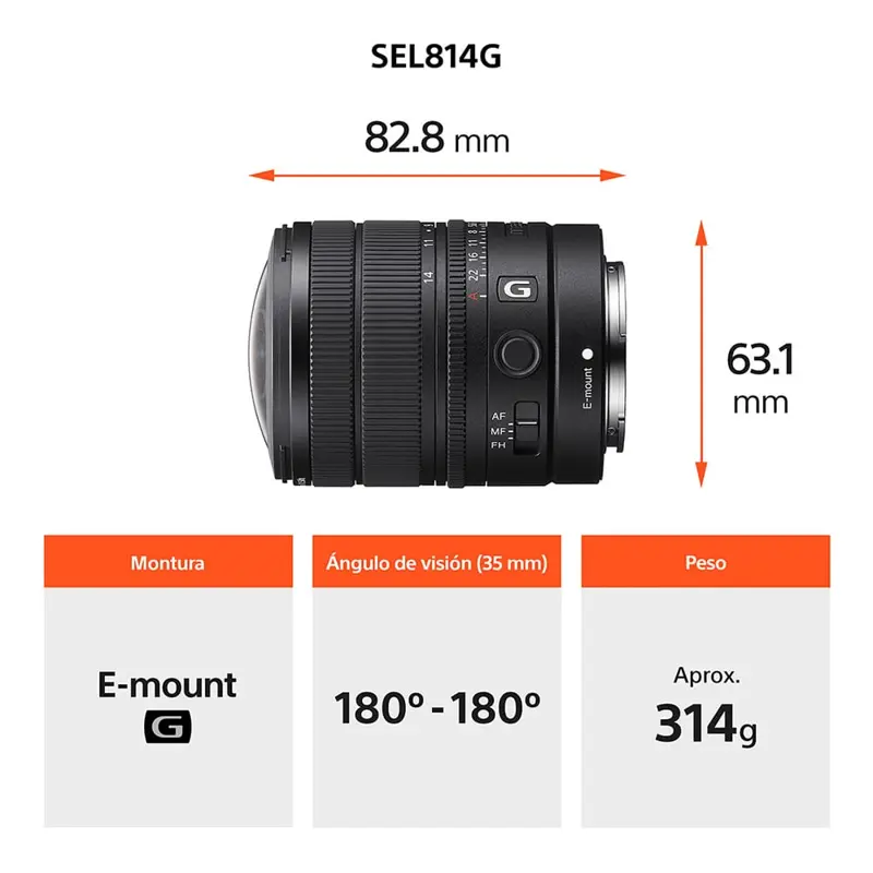 Lente Sony Ojo de Pez 8 14mm F3.5 Serie G Full Frame
