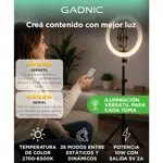 Aro De Luz Gadnic RGB 10W 2700-6500K 26 Modos Con Control Remoto RF + Mando En Cable