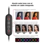 Aro De Luz Gadnic RGB 10W 2700-6500K 26 Modos Con Control Remoto RF + Mando En Cable