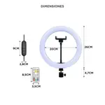 Aro De Luz Gadnic RGB 10W 2700-6500K 26 Modos Con Control Remoto RF + Mando En Cable