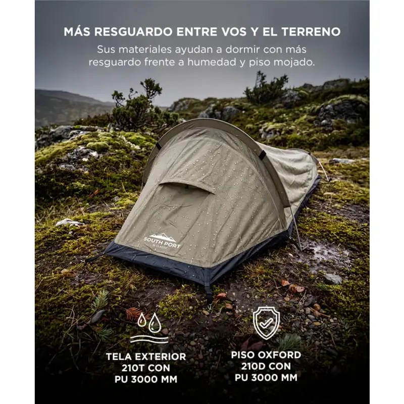 Carpa Camping Individual Southport By Gadnic Poliéster 210T PU 3000 Mm Con Varillas De Aluminio
