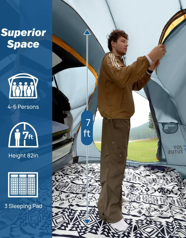 Carpa SUV JOYTUTUS Toldo Antilluvia Puerta Doble Postes