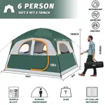 Carpa Camping UNP 6 Personas Impermeable con Soportal Fácil