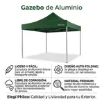 Gazebo Philco Autoarmable Aluminio 3x3 m Verde GAP3X3GA-NS