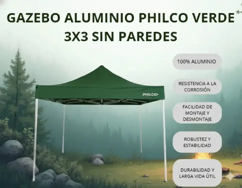 Gazebo Philco Autoarmable Aluminio 3x3 m Verde GAP3X3GA NS