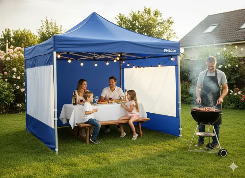 Gazebo Philco Autoarmable con Paredes 3x3 m Azul GAP3X3BW3A NS