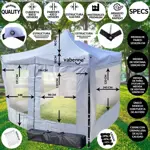 Gazebo Vabenne Blanco 3x3 Puerta Plegable Impermeable c/ Bolso Estacas Sogas