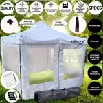 Gazebo Vabenne Blanco 3x3 Puerta Plegable Impermeable c/ Bolso Estacas Sogas