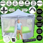 Gazebo Vabenne Blanco 3x3 Puerta Plegable Impermeable c/ Bolso Estacas Sogas