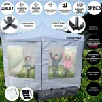 Gazebo Vabenne Blanco 3x3 Puerta Plegable Impermeable c/ Bolso Estacas Sogas