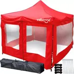 Gazebo Vabenne Rojo 3x3 Puerta Plegable Impermeable c/ Bolso Estacas Sogas