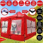 Gazebo Vabenne Rojo 3x3 Puerta Plegable Impermeable c/ Bolso Estacas Sogas