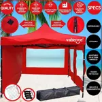Gazebo Vabenne Rojo 3x3 Puerta Plegable Impermeable c/ Bolso Estacas Sogas