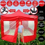 Gazebo Vabenne Rojo 3x3 Puerta Plegable Impermeable c/ Bolso Estacas Sogas