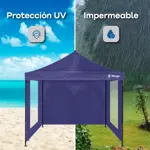 Gazebo 3x3 Autoarmable Waggs Reforzado con Proteccion UV Cerrado con Ventanas Blanco