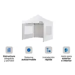 Gazebo 3x3 Autoarmable Waggs Reforzado con Proteccion UV Cerrado con Ventanas Blanco