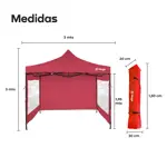 Gazebo 3x3 Autoarmable Waggs Reforzado con Proteccion UV Cerrado con Ventanas Blanco
