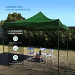 Gazebo Reforzado 3x3 Mts Plegable Autoarmable Microsonic color Verde