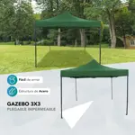 Gazebo Reforzado 3x3 Mts Plegable Autoarmable Microsonic color Verde