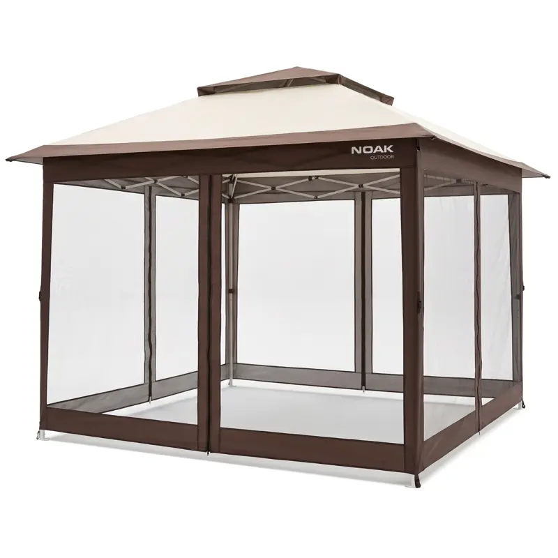 Gazebo 3x3 Metros NOAK Estructura de Acero Plegable con Mosquitero Marron