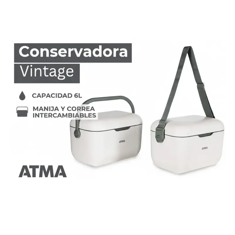 conservadora lonchera atma vintage 6 lts blanco