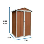Armario Depósito Galpón de jardín 1x1x2 Pardo + Estante Calibre 28