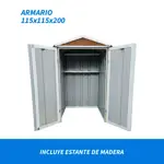 Armario Depósito Galpón de jardín 1x1x2 Pardo + Estante Calibre 28