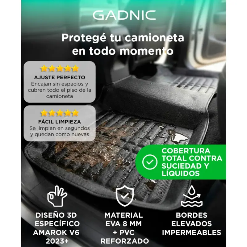 Cubre Alfombras Para Volkswagen Amarok V6 Gadnic 2023+ Juego Completo