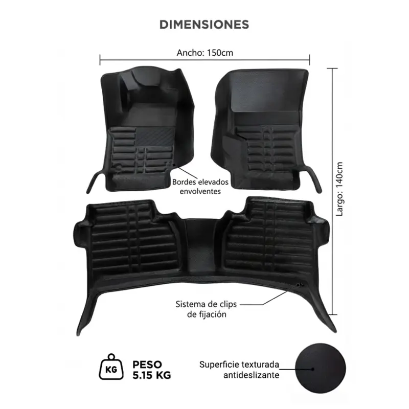 Cubre Alfombras Para Volkswagen Amarok V6 Gadnic 2023+ Juego Completo