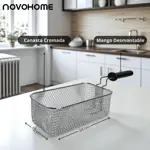 Freidora Eléctrica de Aceite 3 Lts Novohome 2000W Acero Inox