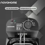 Freidora Eléctrica de Aceite 3 Lts Novohome 2000W Acero Inox
