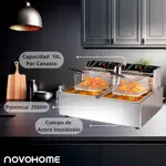 Freidora Eléctrica de Aceite Doble Canasto 20 Lts Novohome 