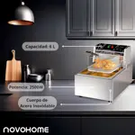 Freidora Eléctrica de Aceite 6L Novohome 2500 W Acero Inox.