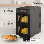 Freidora de Aire Suono AirFryer Vertical Doble Canasto 10L