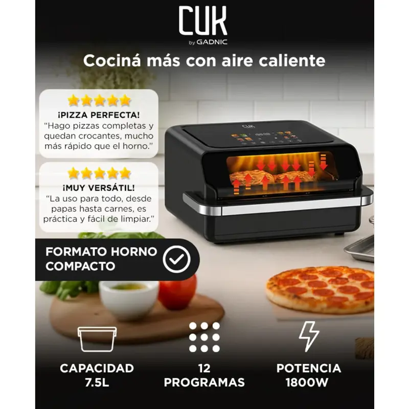 Freidora De Aire CUK By Gadnic Horno Pizzero 7.5L 1800W