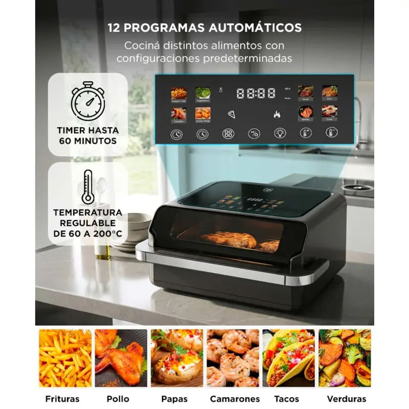 Freidora De Aire CUK By Gadnic Horno Pizzero 7.5L 1800W