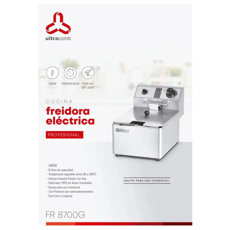 Freidora Eléctrica Profesional 8l Ultracomb Fr 8700g