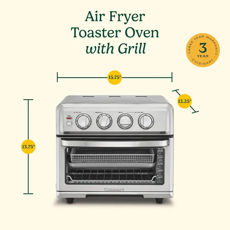 Horno Tostador Freidora de Aire Cuisinart TOA 70 1800W 0.6 Pies Cúbicos Acero Inoxidable